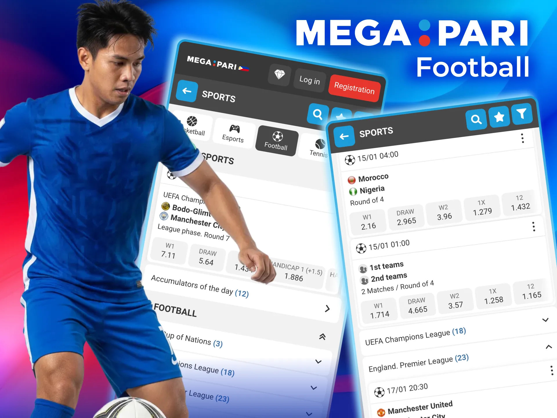 Play Megapari football wagers covering La Liga, Serie A, and global cups.