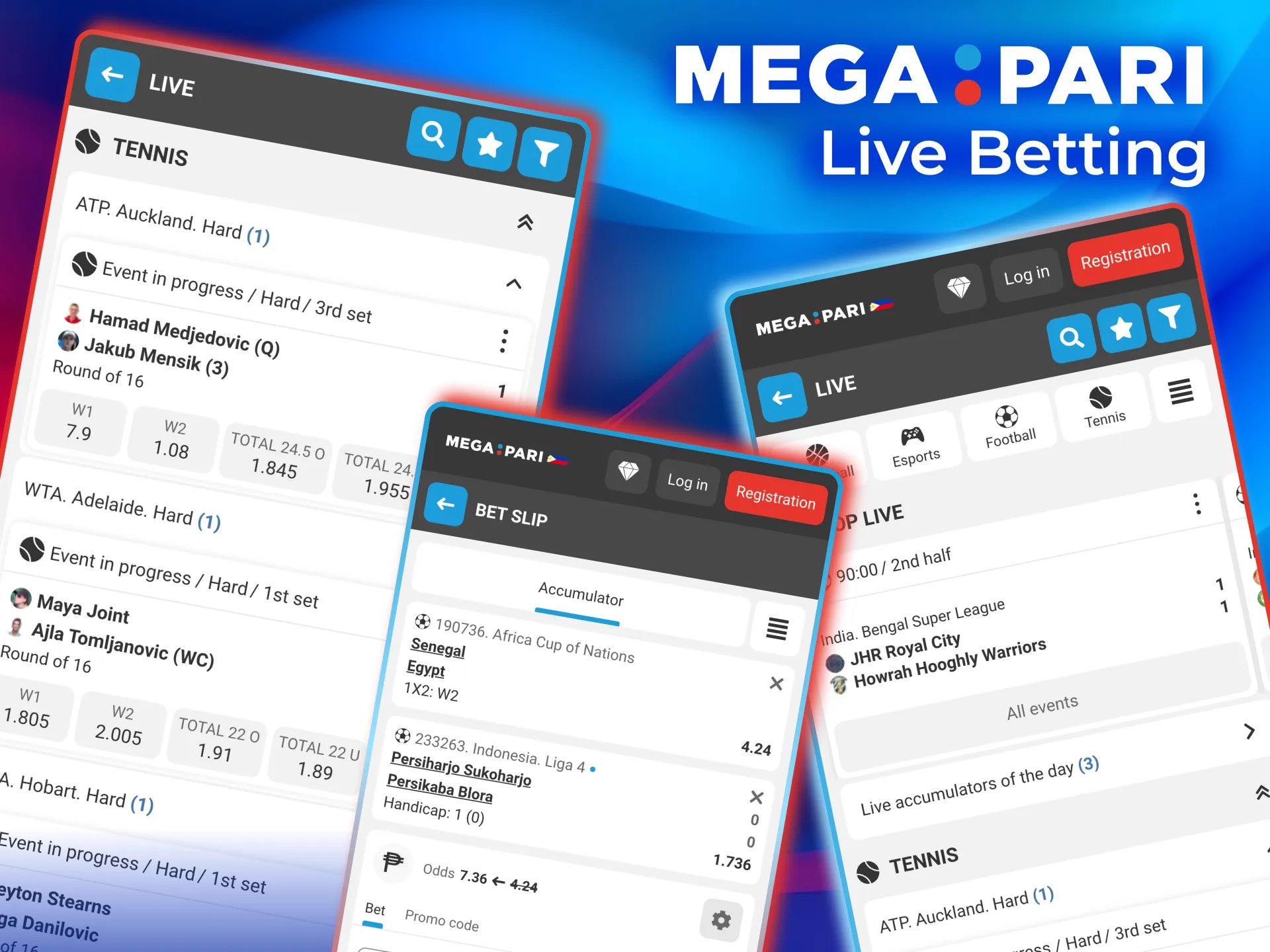 Megapari live betting keeps action fast with dynamic odds and confirmations.
