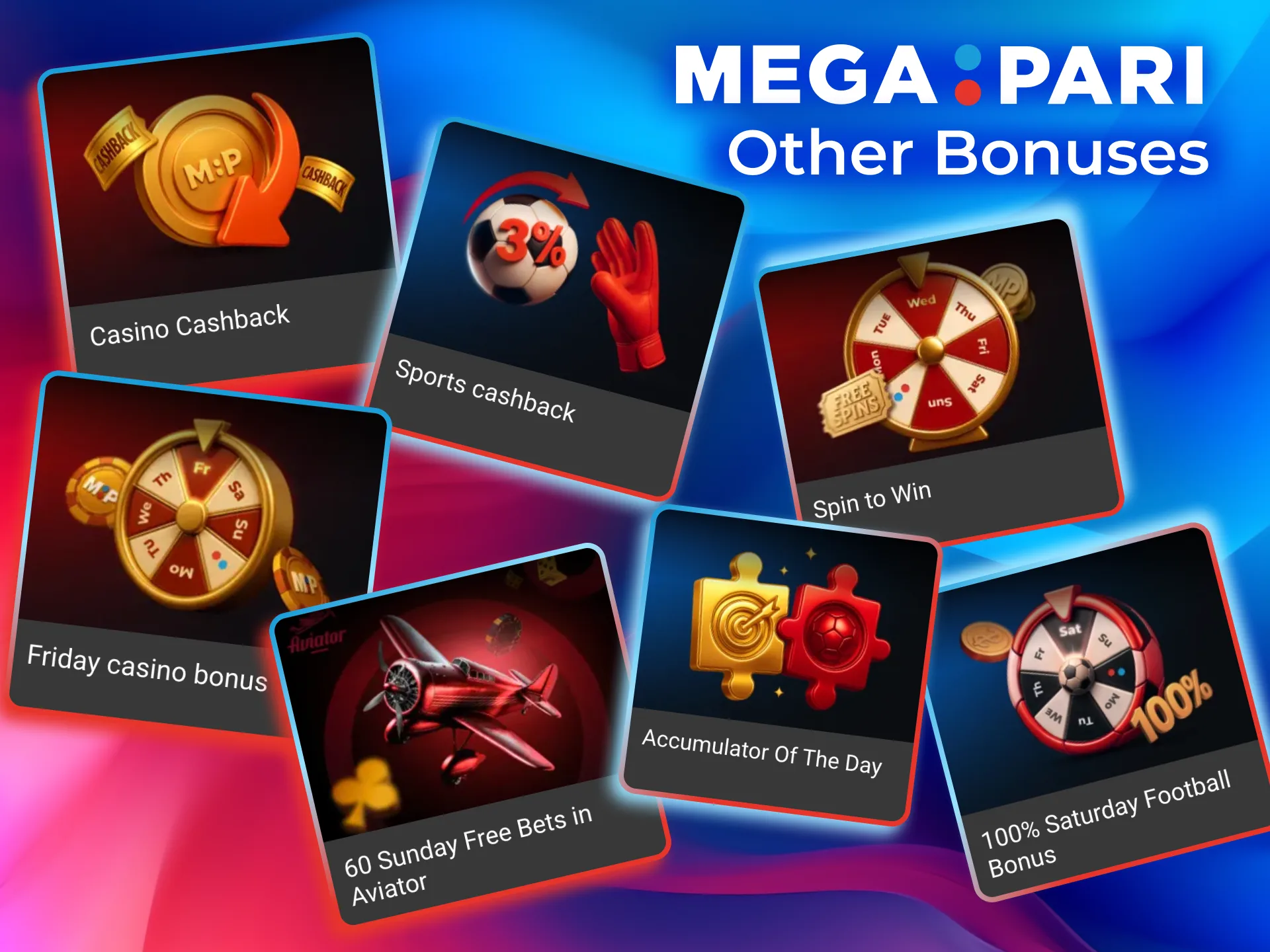 Enjoy Megapari promotions like Friday Casino Bonus and Saturday Football rewards.