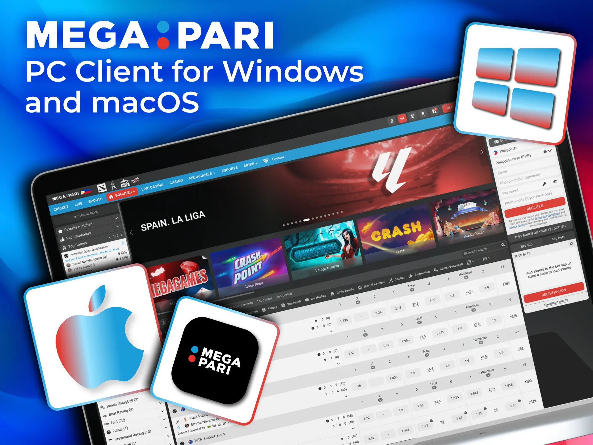 Access Megapari easily on Windows or macOS with no extra software.