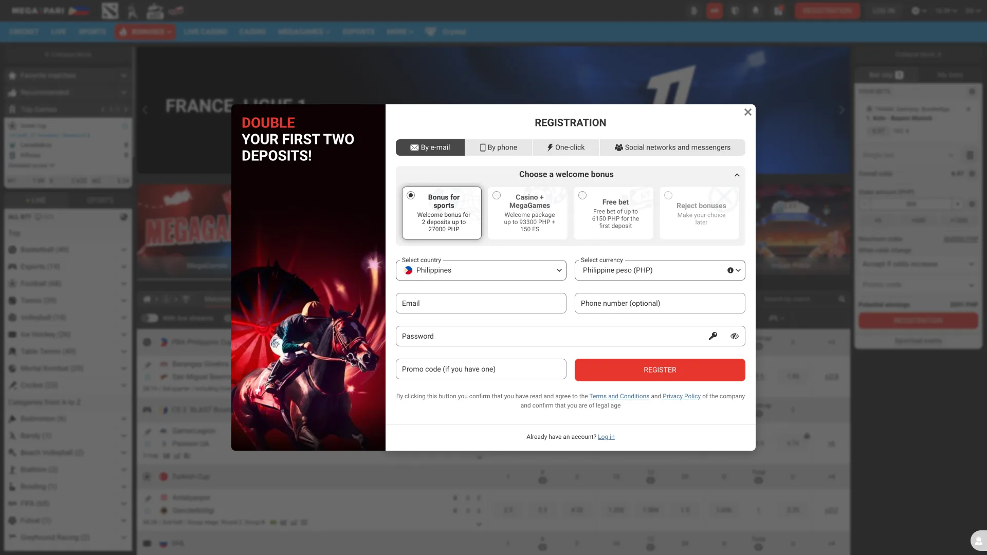Create Megapari account using registration window with quick and simple steps.