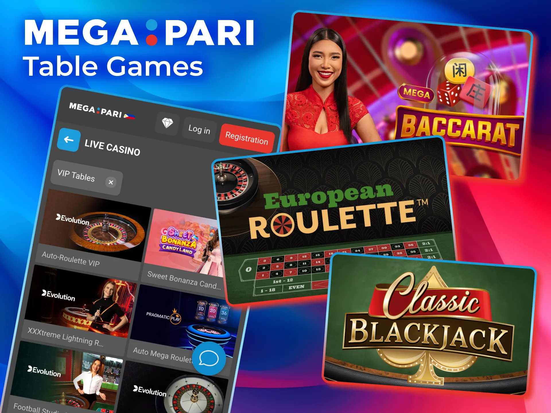 Enjoy Megapari classics including Casino Hold&rsquo;em, Andar Bahar, and Baccarat variants.