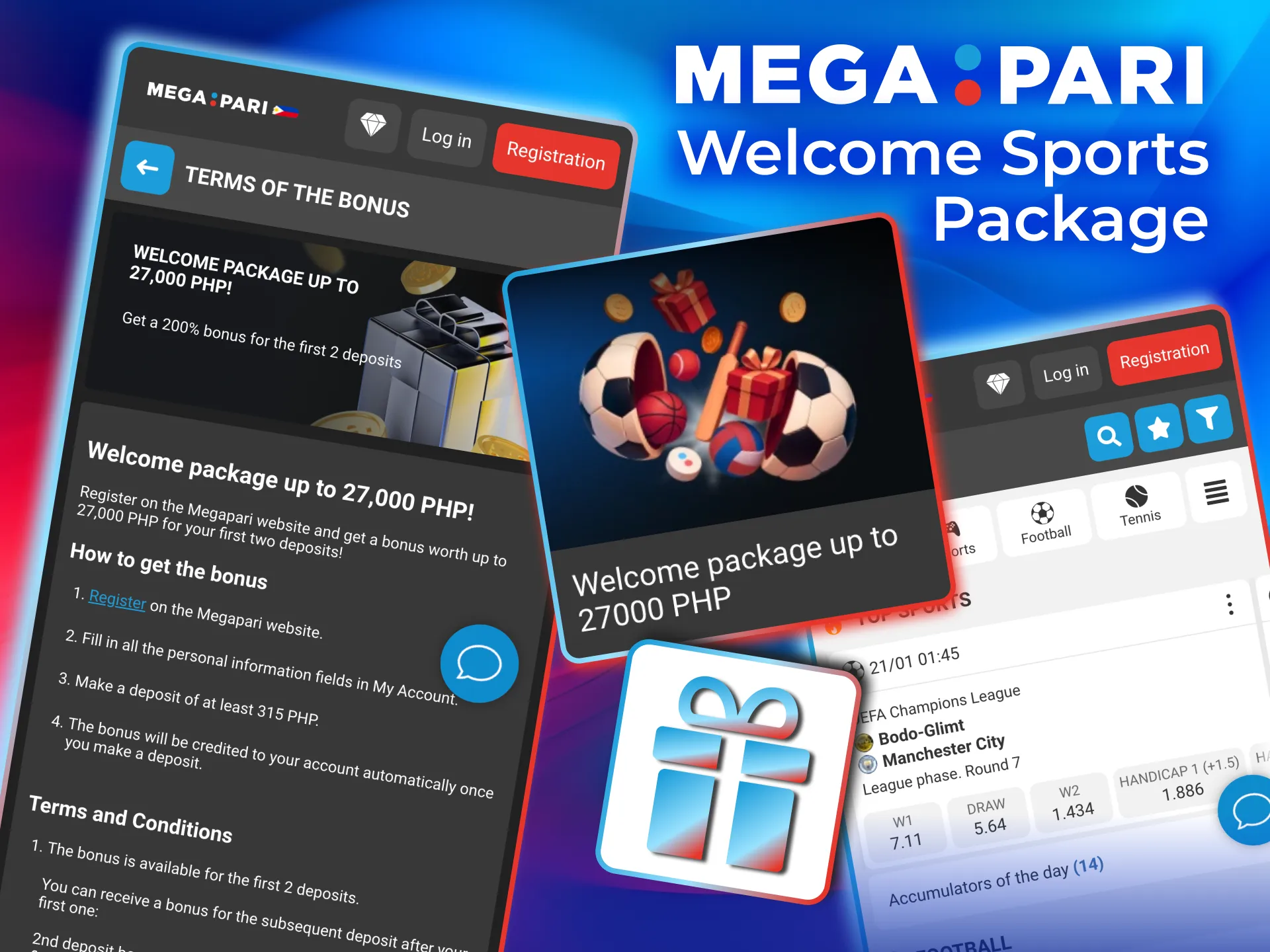 Claim Megapari welcome package with double deposit bonus for sports betting.