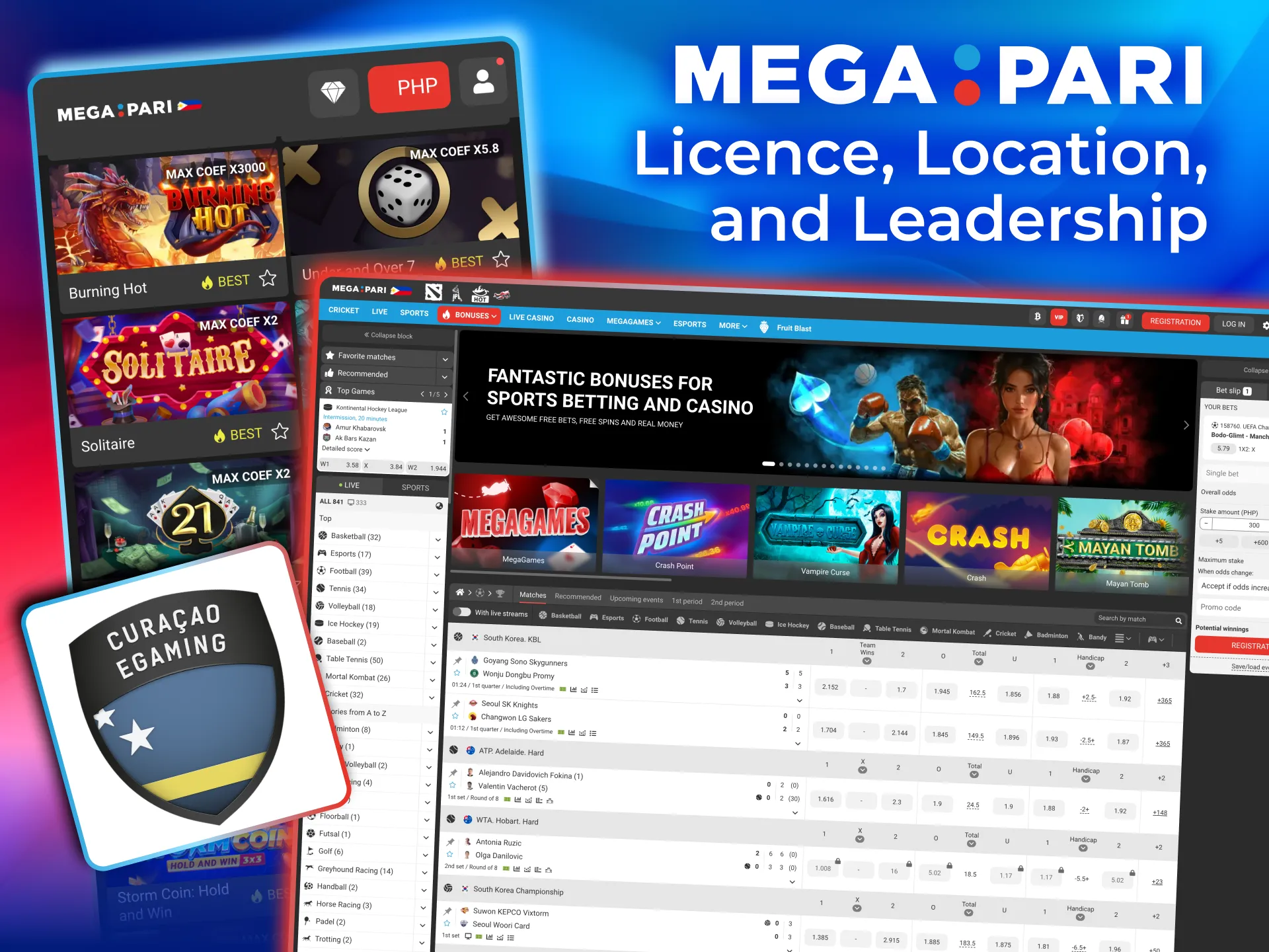 Licensed by Cura&ccedil;ao eGaming Megapari follows strict regulatory standards.