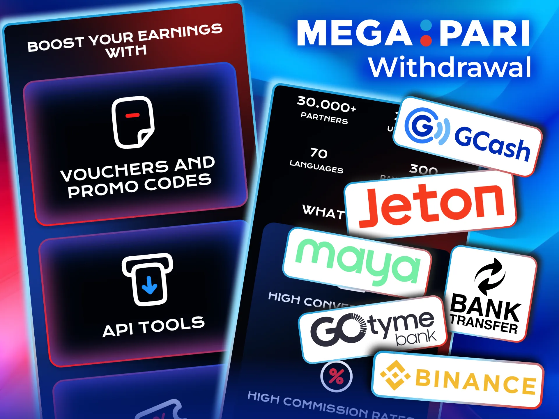 Philippines partners can withdraw Megapari earnings via local wallets banks and crypto.