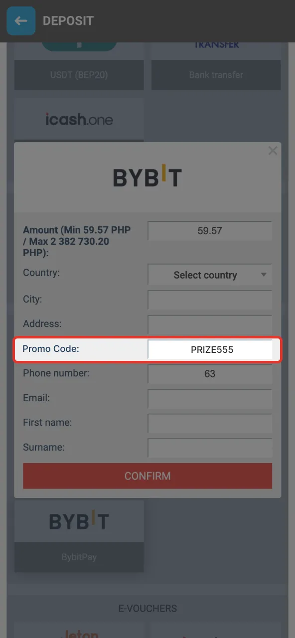 Input the promo code to proceed with payment confirmation on Megapari.