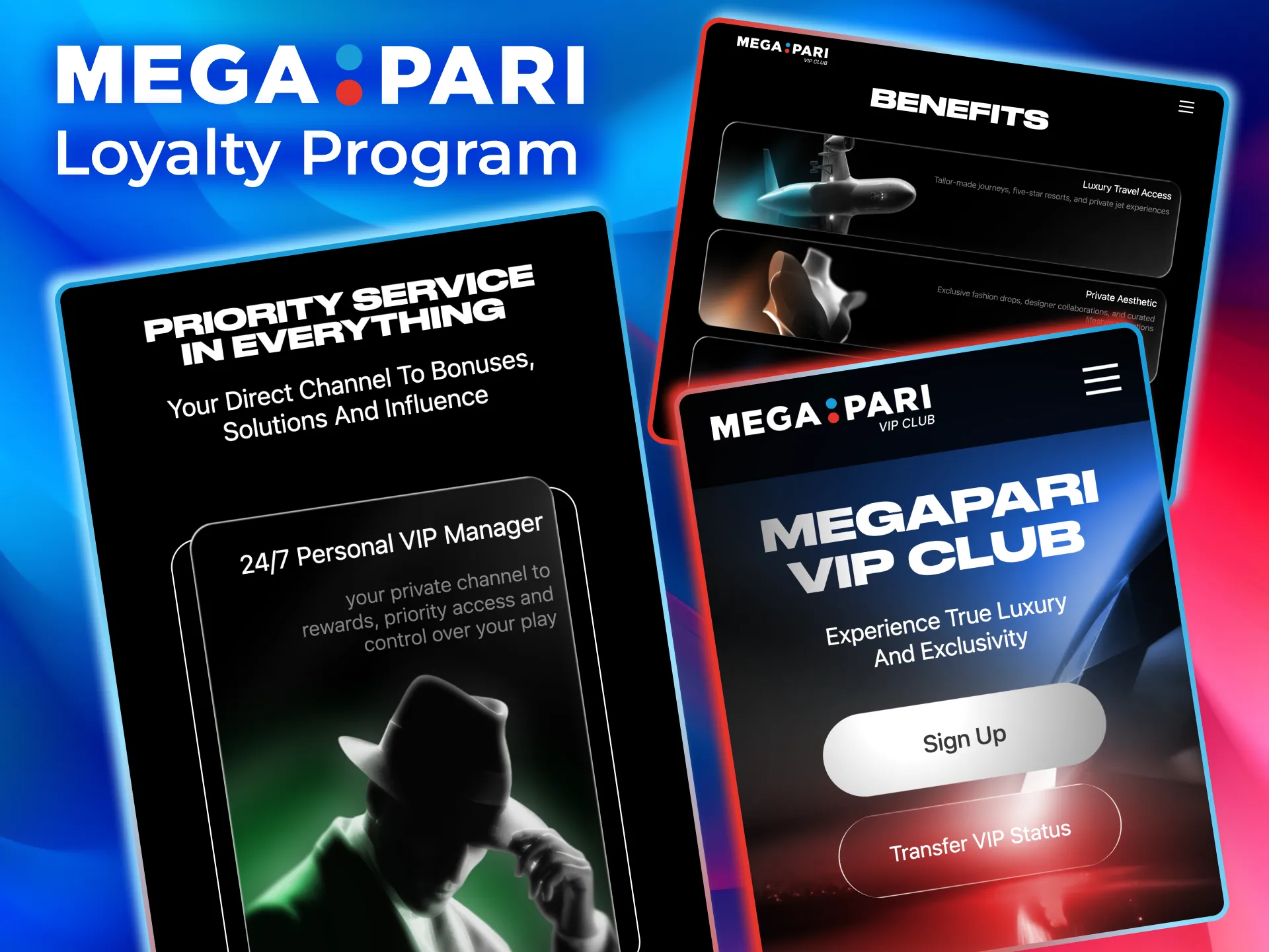 Megapari loyalty program rewards points for casino and sports bets.