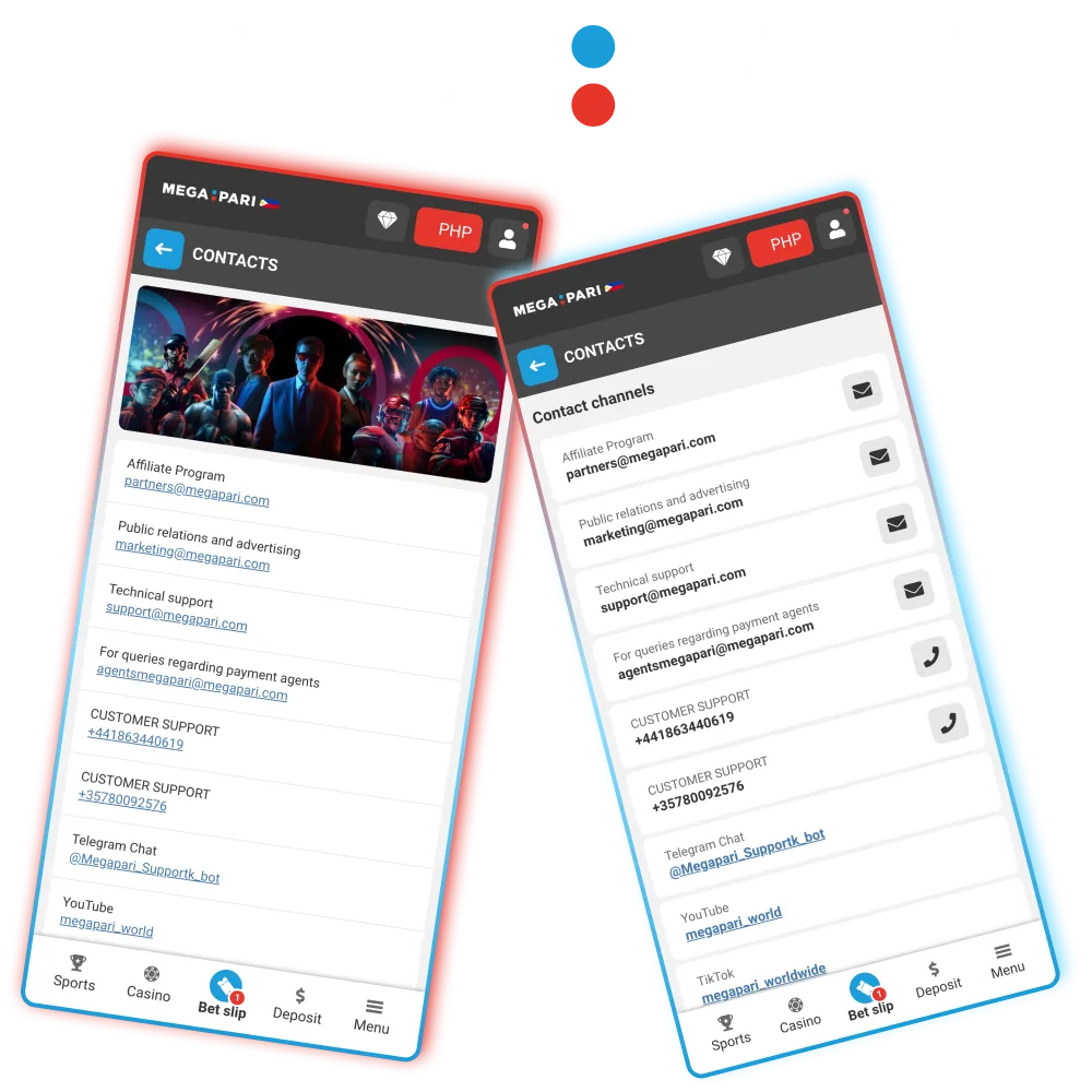 Contact Megapari in the Philippines via email, chat, or phone for support.