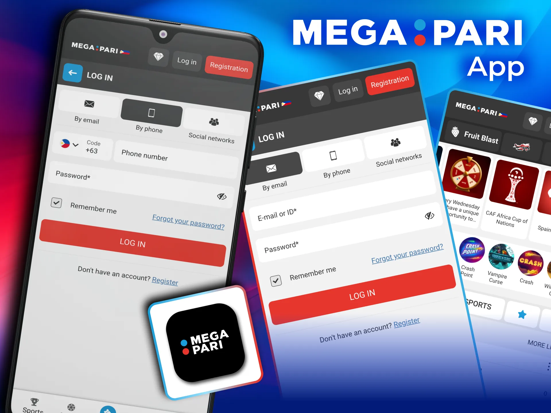Use the Megapari app for easy login, just enter your credentials and password.