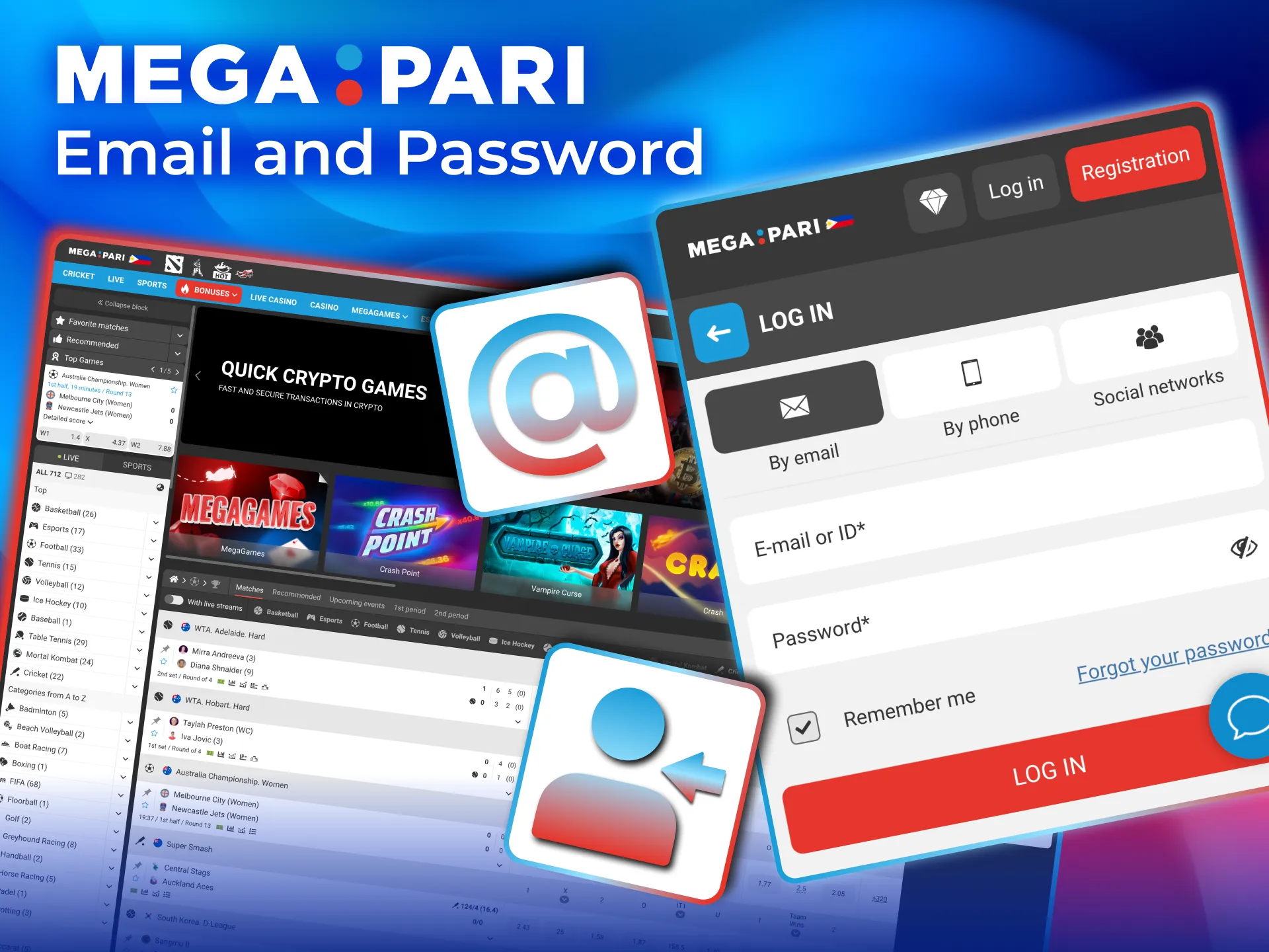 Log in to Megapari using your email and password on the website.