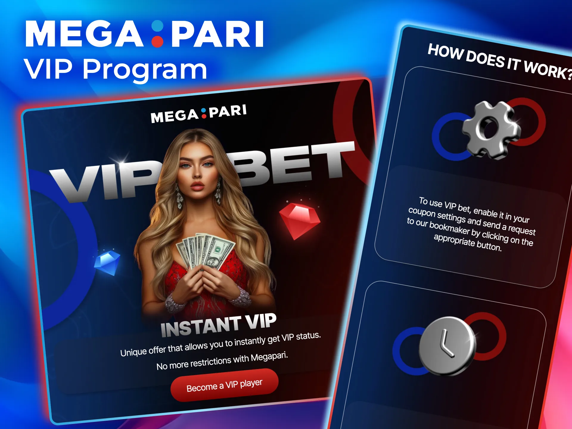 Megapari VIP program rewards players with points, cashback, and exclusive offers.