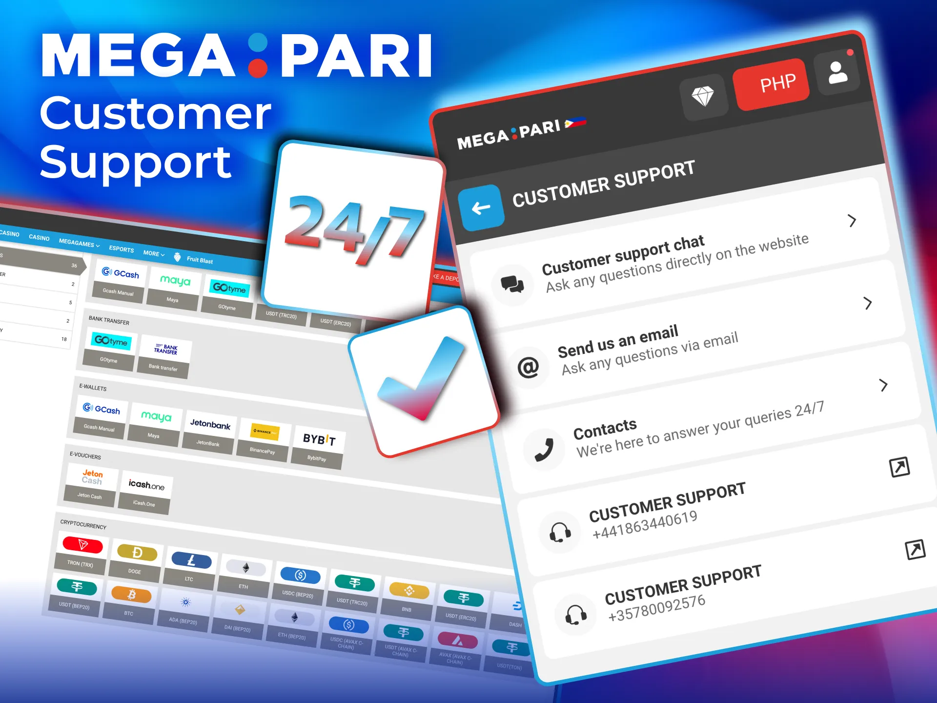 For help with payments, contact Megapari via live chat, email, or in-app messages.