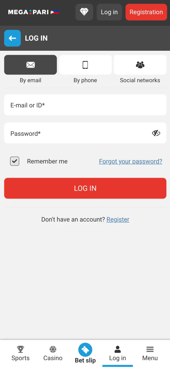 Log in to your Megapari account and open Cashier or Deposit section.