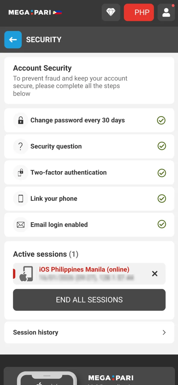 On Megapari, verify your account with an ID and selfie to speed up future withdrawals.