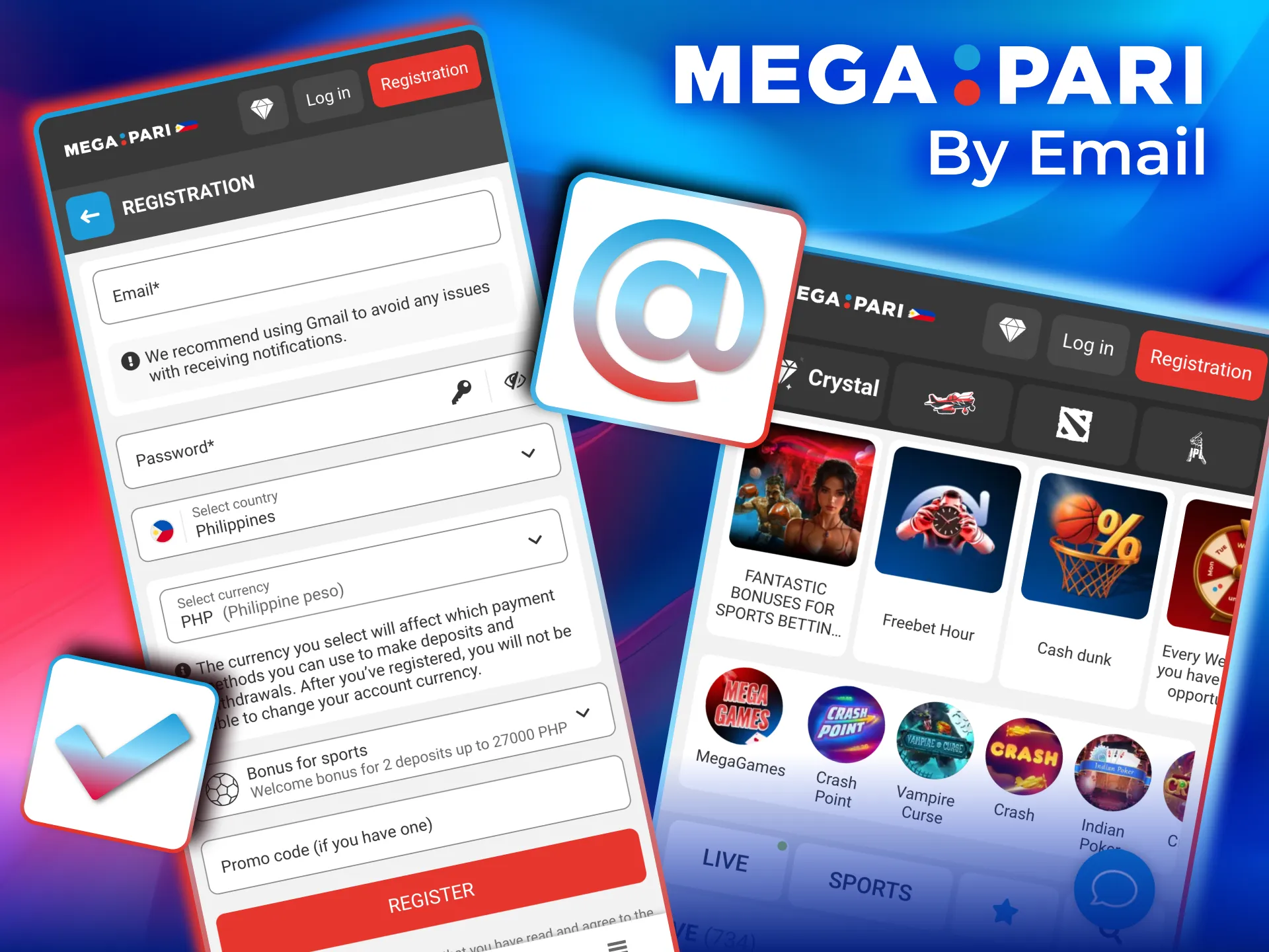 Register on Megapari using email, input your details, and confirm your address via the verification email.